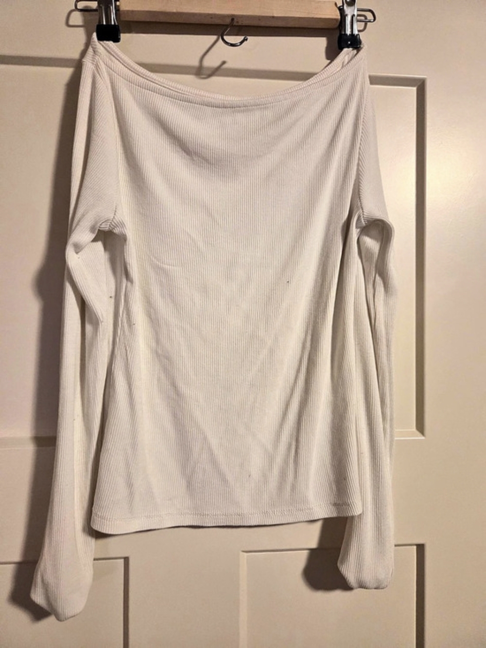 Wild Fable Ribbed Off-The-Shoulder Long Sleeve Top White Small